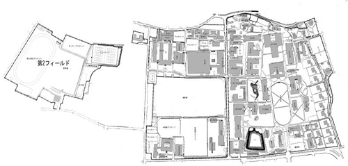 日本設計が参画した1977年の西宮上ケ原キャンパス全体図（28.5ha）