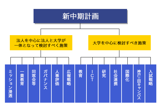 ビジョンに基づく13の新中期計画の項目