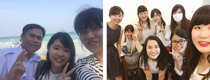 (左)休日旅行 (右)ホテルのスタッフさんと
