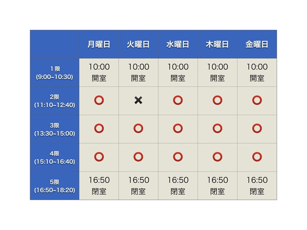 2019年秋学期開室スケジュール