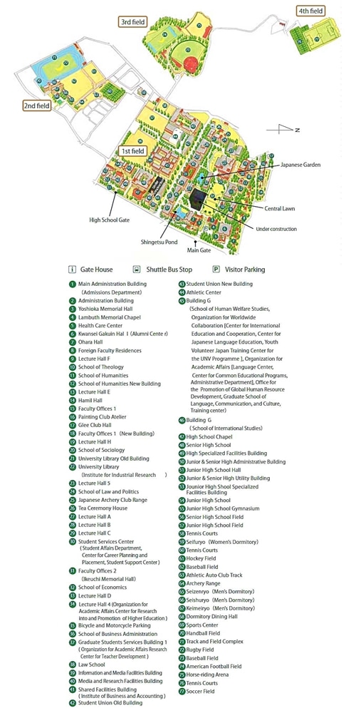 Nishinomiya-Uegahara Campus Map