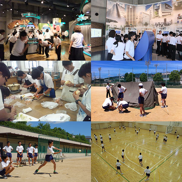 1年生は大阪ガス ガス科学館の見学、2年生は青島キャンプに備えての調理実習とテント設営、3年生は生徒会主催の球技大会を行いました。