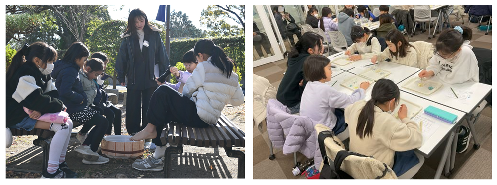 左:聖和の森の足湯 左:成分調査