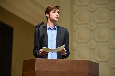 Serving as MC at the Speech Contest for international students